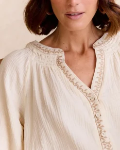 Chemisiers Et Chemises-Polin et moi Berenice Neckline Blouse Cru