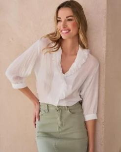 Chemisiers Et Chemises-Polin et moi Blouse à col Isolde blanc