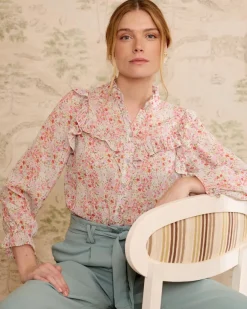 Chemisiers Et Chemises-Polin et moi Blouse à volants Orian Vertd’eau