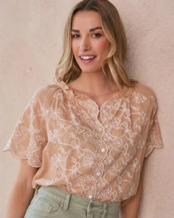 Maternité|Chemisiers Et Chemises-Polin et moi Blouse avec broderie Martha Chameau