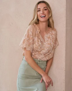 Maternité|Chemisiers Et Chemises-Polin et moi Blouse avec broderie Martha Chameau