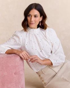 Chemisiers Et Chemises-Polin et moi Blouse brodée Francesca blanc