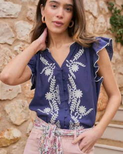 Maternité|Chemisiers Et Chemises-Polin et moi Blouse brodée Greta Marin