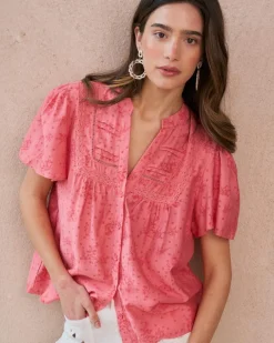 Maternité|Chemisiers Et Chemises-Polin et moi Blouse Broderie Niméa corail