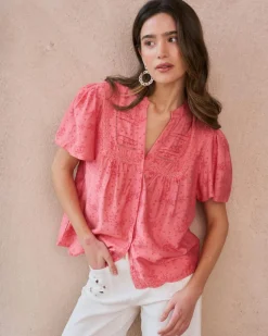Maternité|Chemisiers Et Chemises-Polin et moi Blouse Broderie Niméa corail