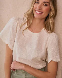 Chemisiers Et Chemises-Polin et moi Blouse Claire Broderie Cru