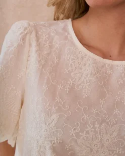 Chemisiers Et Chemises-Polin et moi Blouse Claire Broderie Cru