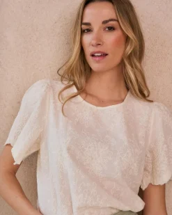Chemisiers Et Chemises-Polin et moi Blouse Claire Broderie Cru