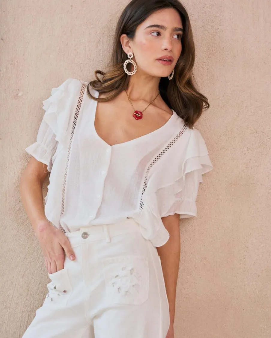 Chemisiers Et Chemises-Polin et moi Blouse Gala unie blanc