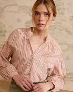Maternité|Chemisiers Et Chemises-Polin et moi Blouse rayée Linda en lurex Rose