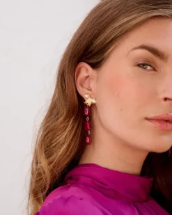 Joaillerie-Polin et moi Boucles d’oreilles en pierre Zinnia cerise