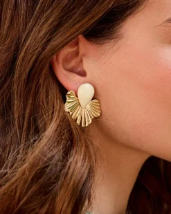 Joaillerie-Polin et moi Boucles d’eilles feuille de séléné OR