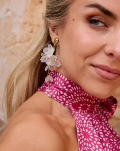 Joaillerie-Polin et moi Boucles d’oreilles longues fleurs BLANC