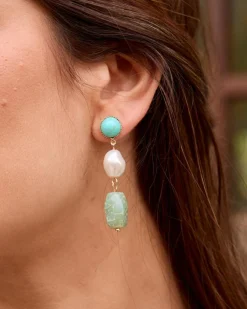 Joaillerie-Polin et moi Boucles d’oreilles pierres de mimosa Turquoise