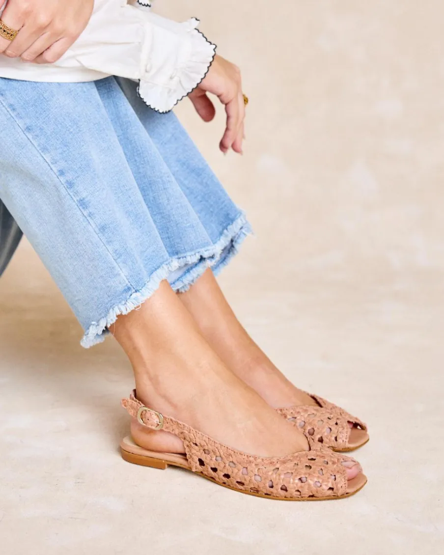 Tressé|Sandales-Polin et moi Bride arrière Minia Tressées Sable