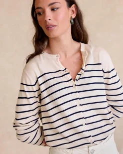 Point|Cardigans Et Pulls-Polin et moi Cardigan rayé Dirunia Cru