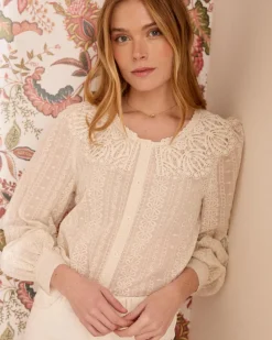 Maternité|Chemisiers Et Chemises-Polin et moi Chemise à col en dentelle Pilar Cru