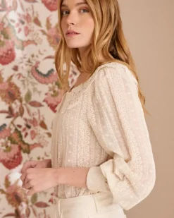 Maternité|Chemisiers Et Chemises-Polin et moi Chemise à col en dentelle Pilar Cru