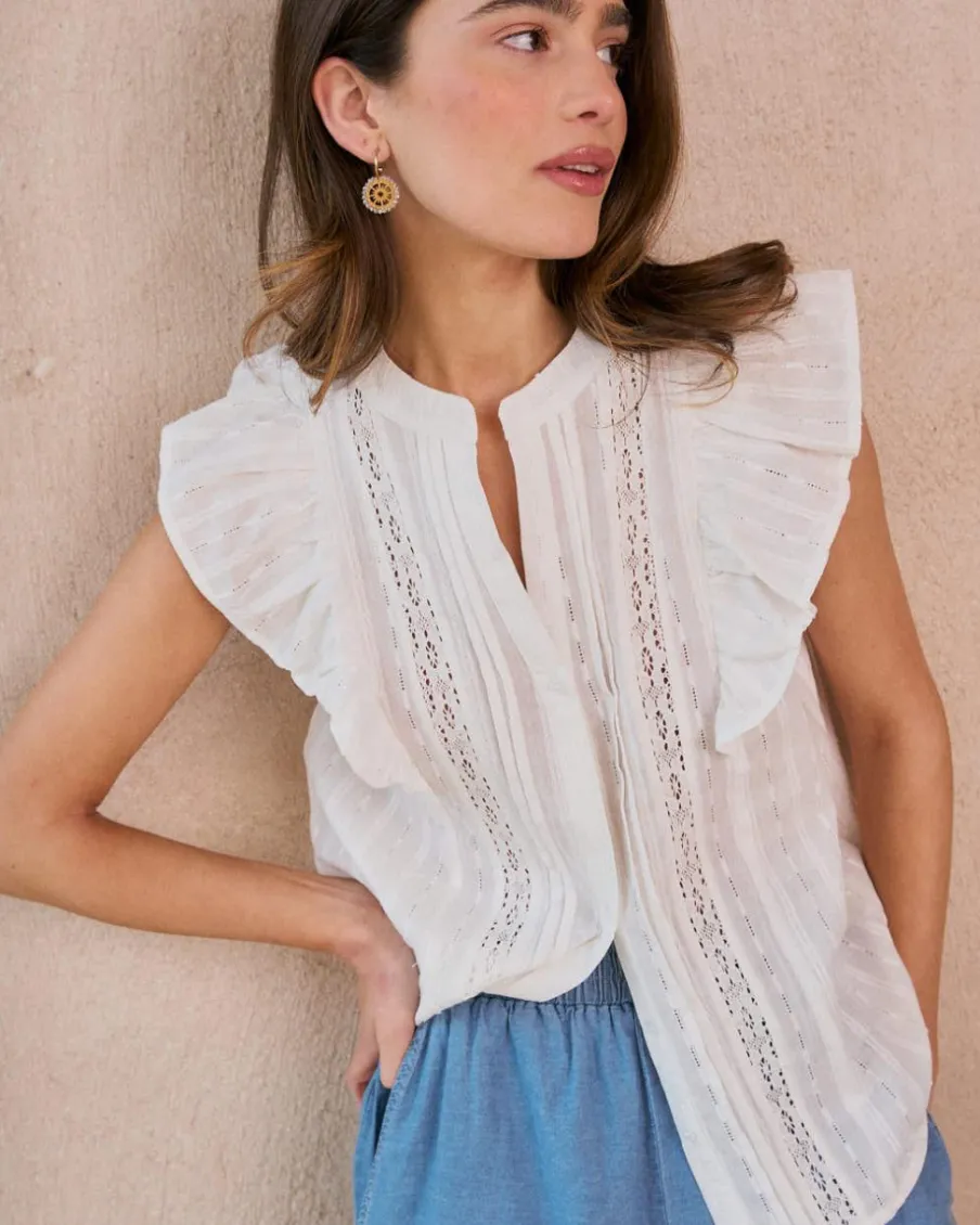 Maternité|Chemisiers Et Chemises-Polin et moi Chemise à volants Ish blanc