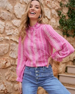 Maternité|Chemisiers Et Chemises-Polin et moi Chemise brodée Tibi Fuchsia