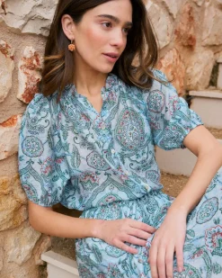 Maternité|Chemisiers Et Chemises-Polin et moi Chemise Lirel imprimer Turquoise