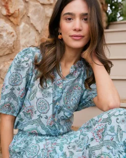 Maternité|Chemisiers Et Chemises-Polin et moi Chemise Lirel imprimer Turquoise