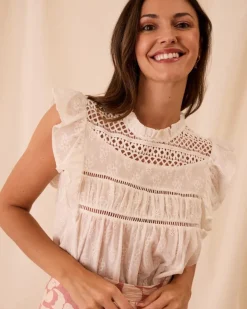 Chemisiers Et Chemises-Polin et moi Chemisier à volants Catrina blanc