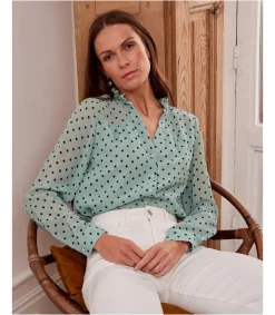 Maternité|Chemisiers Et Chemises-Polin et moi Chemisier Topos Elama Eucalyptus