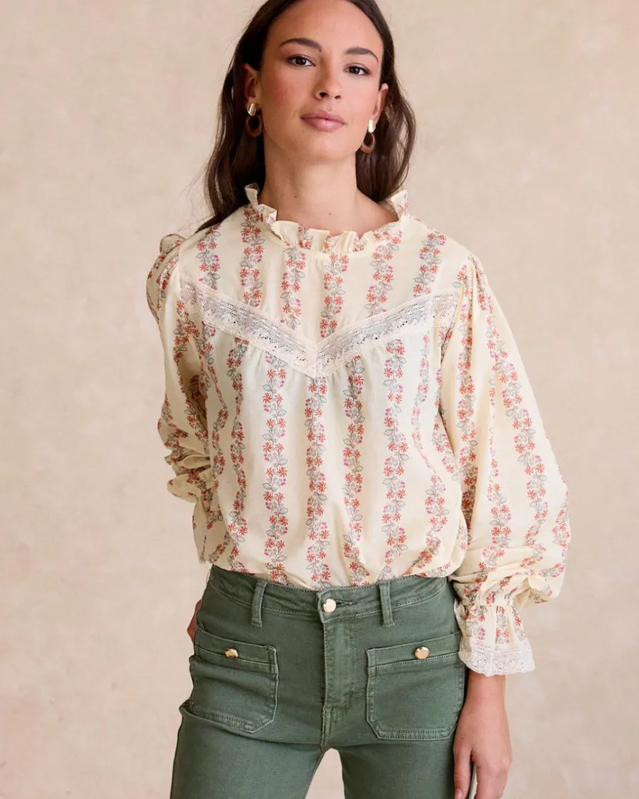 Chemisiers Et Chemises-Polin et moi Claudi Flowers Blouse Cru