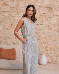 Robes Et Combinaisons-Polin et moi Combinaison rayée Calum Cru