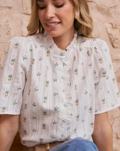 Chemisiers Et Chemises-Polin et moi Daria Chemise à fleurs à manches blanc