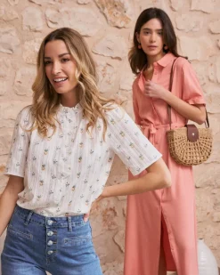 Chemisiers Et Chemises-Polin et moi Daria Chemise à fleurs à manches blanc