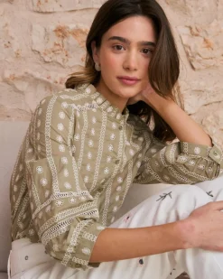 Maternité|Chemisiers Et Chemises-Polin et moi Elle Blouse Broderie Florale pistache