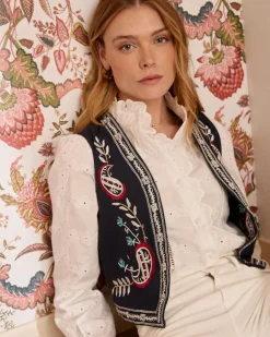 Maternité|Blazer Et Vestes-Polin et moi Gilet brodé Abelina Marin