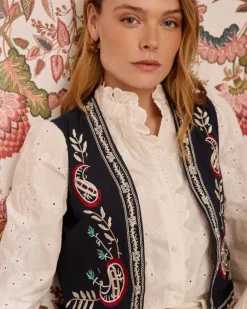 Maternité|Blazer Et Vestes-Polin et moi Gilet brodé Abelina Marin