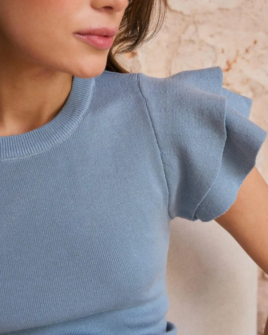 Maternité|T-shirts Et Hauts-Polin et moi Haut à volants à manches Hailey DENIM