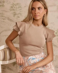 Point|T-shirts Et Hauts-Polin et moi Haut à volants à manches Jordils beige