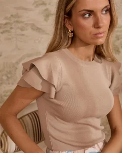 Point|T-shirts Et Hauts-Polin et moi Haut à volants à manches Jordils beige