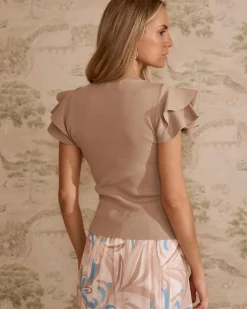 Point|T-shirts Et Hauts-Polin et moi Haut à volants à manches Jordils beige