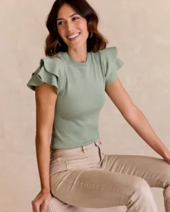 Point|T-shirts Et Hauts-Polin et moi Haut à volants en maille d’ Eucalyptus