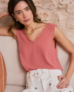 T-shirts Et Hauts-Polin et moi Haut en dentelle Jasira corail