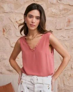 T-shirts Et Hauts-Polin et moi Haut en dentelle Jasira corail