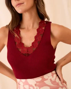 T-shirts Et Hauts-Polin et moi Haut en dentelle Mireya ROUGE