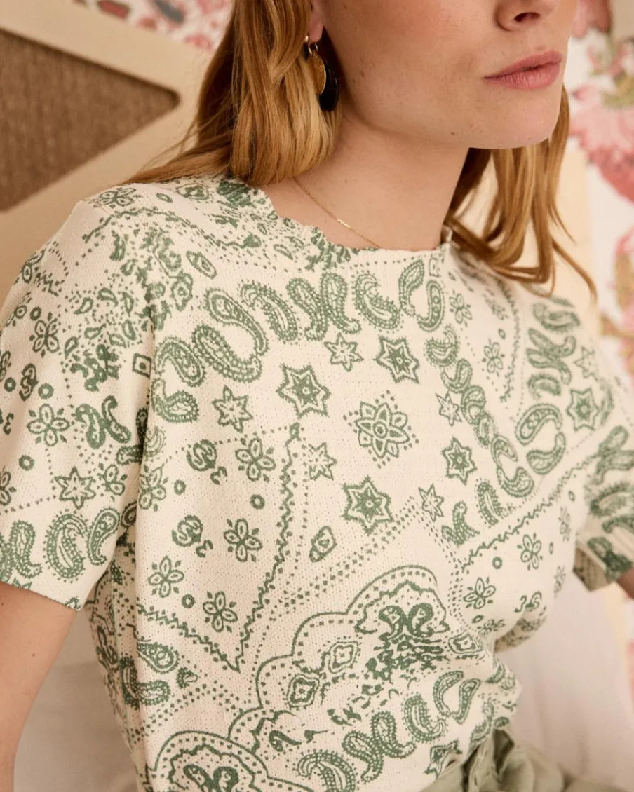 Point|T-shirts Et Hauts-Polin et moi Haut en maille Idalia imprimer Kaki