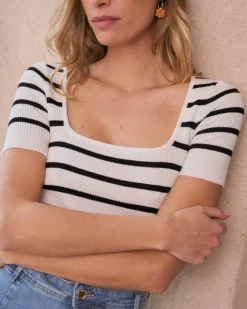 T-shirts Et Hauts-Polin et moi Haut rayé Paolina blanc