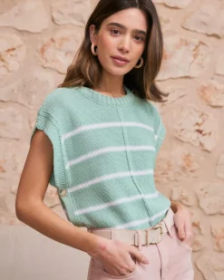 Point|T-shirts Et Hauts-Polin et moi Haut rayé vert aqua Vertd’eau