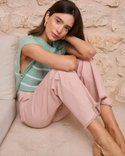 Point|T-shirts Et Hauts-Polin et moi Haut rayé vert aqua Vertd’eau