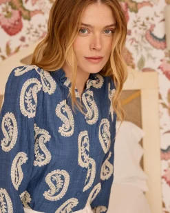 Maternité|Chemisiers Et Chemises-Polin et moi Helia Paisley Chemise brodée DENIM