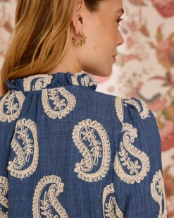 Maternité|Chemisiers Et Chemises-Polin et moi Helia Paisley Chemise brodée DENIM