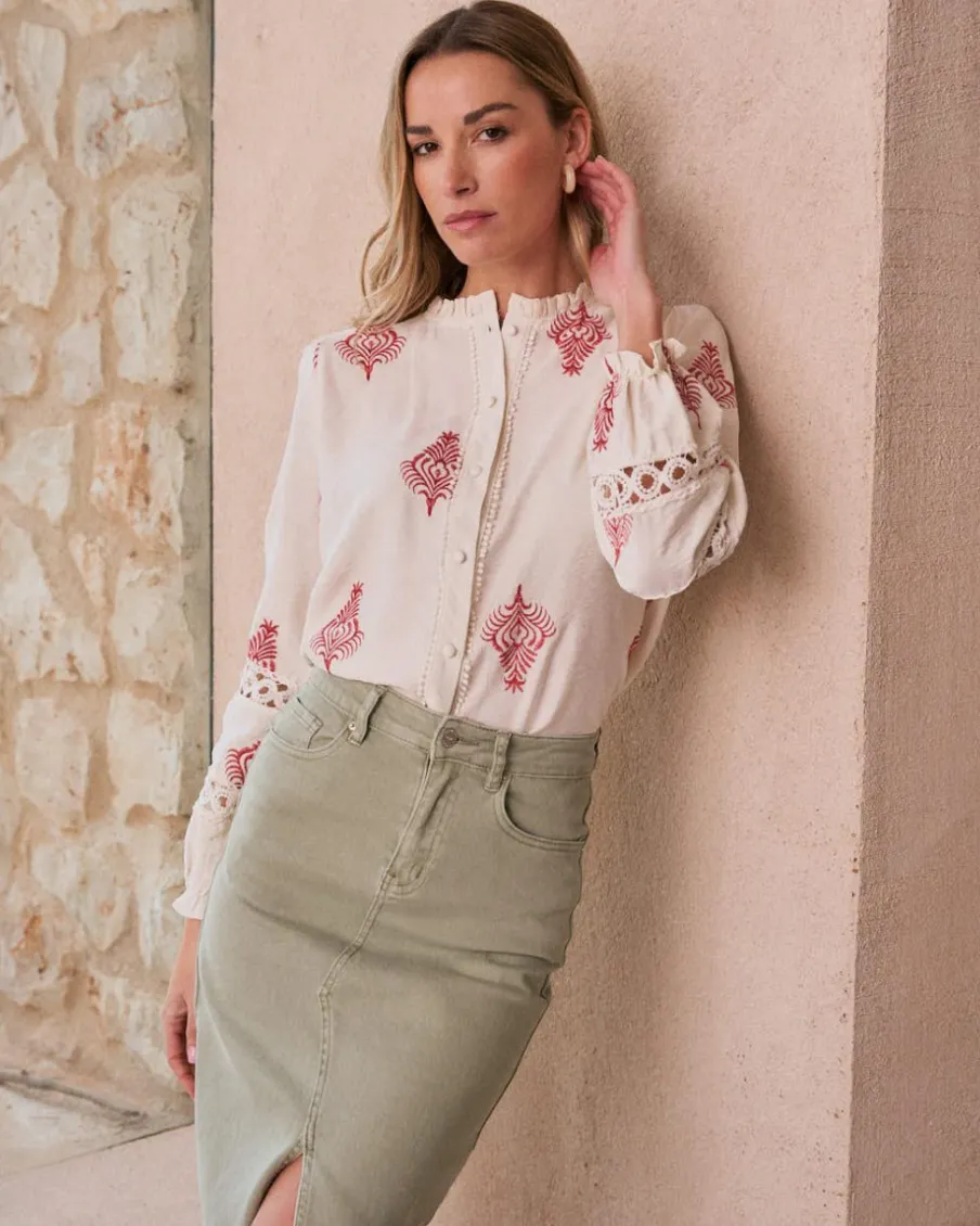 Maternité|Chemisiers Et Chemises-Polin et moi Herena Chemise brodée Cru